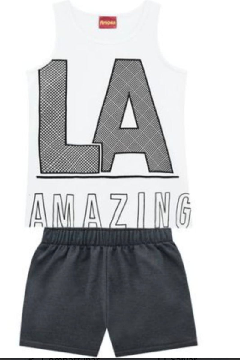 Conjunto Juvenil Feminino Blusa LA Amazing